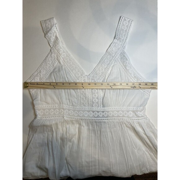 V Neck White Tiered Lace Ruffle Dress Size 2X - Picture 2 of 4